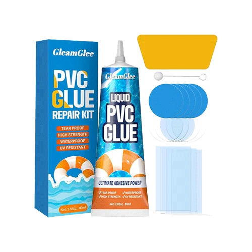 Inflatable Repair Kit – 80ml Waterproof PVC Glue with Patches for Hot Tubs, Pools, Air Mattresses, Boats, Kayaks, Spas & More – Includes Adhesive, Patch Sheets & Applicator