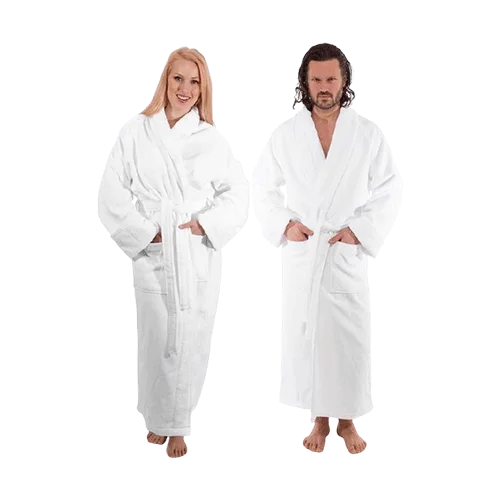 Classic Turkish Towels - Unisex Luxury Plush Velour Premium Cotton Bathrobe - Ultra Soft And Absorbent Long Robe, White, One Size
