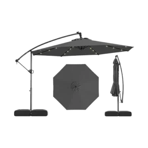Tangkula 10ft Solar LED Patio Umbrella with Base