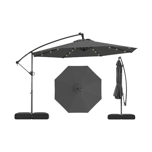 Tangkula 10ft Solar LED Patio Umbrella with Base