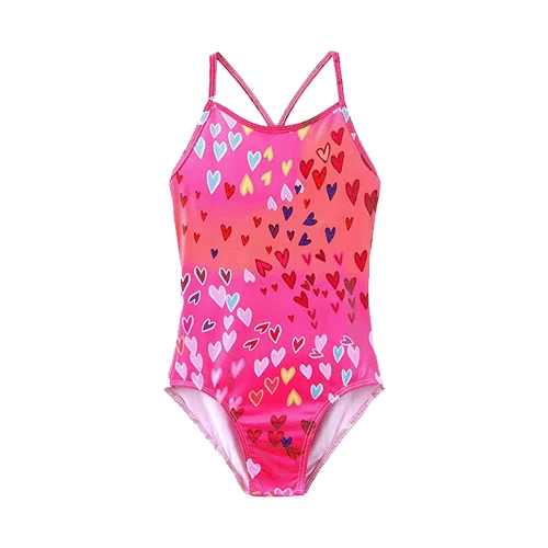 iLover Girls Sparkle One Piece Swimsuits Crossback Swimwear Beach Bathing Suit with Adjustable Strap 4-10 Years